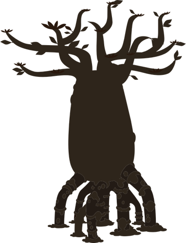 Firebug बोतल वृक्ष सिल्हूट वेक्टर चित्रण