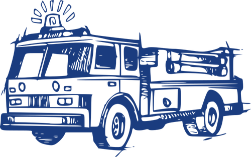 Vehículo de bomberos dibujo en azul