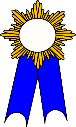 Vectorafbeeldingen van gouden medaillon met een blauw lint