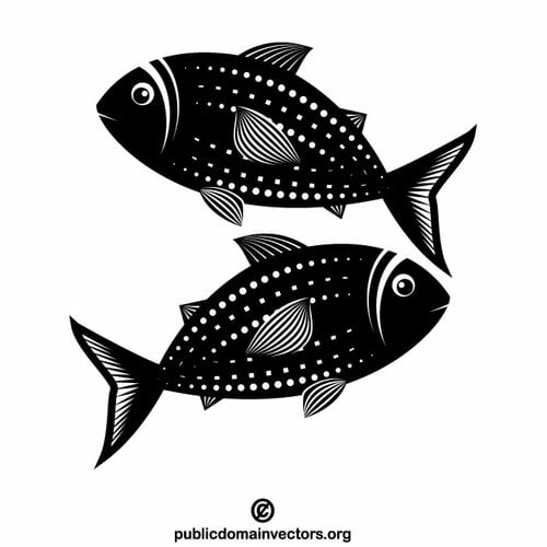 물고기 흑백 벡터 클립 아트