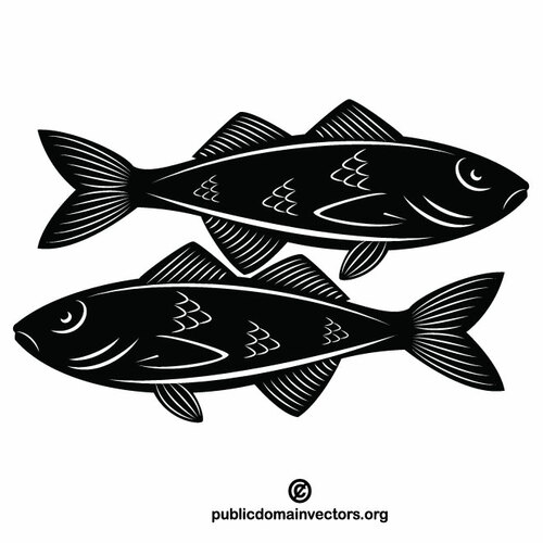 Arte vectorial monocromo de pescado