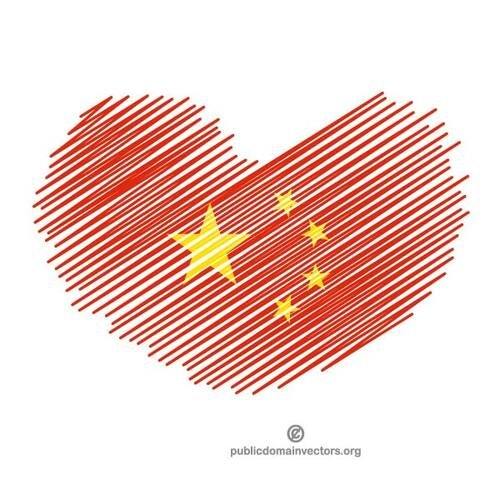 Форме сердца с китайским флагом