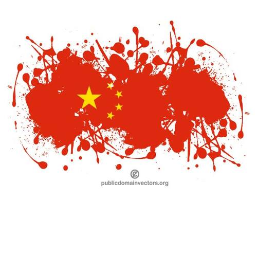 잉크에 중국 국기 모양 뿌려