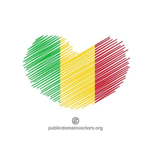 Forma de coração nas cores do Mali