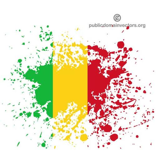Flag of Republic of Mali in ink spatter shape