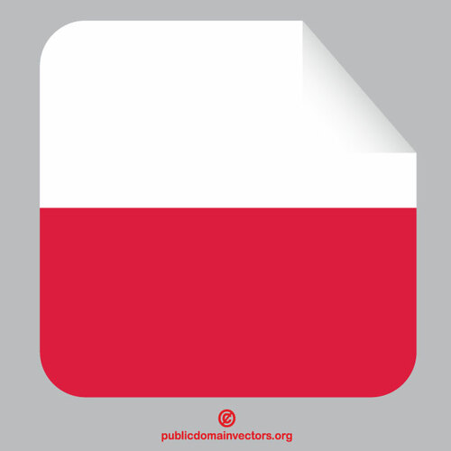 Etiqueta quadrada com bandeira polonesa