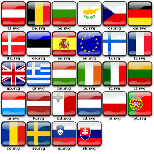 Euroopan lippujen vektoripakkaus