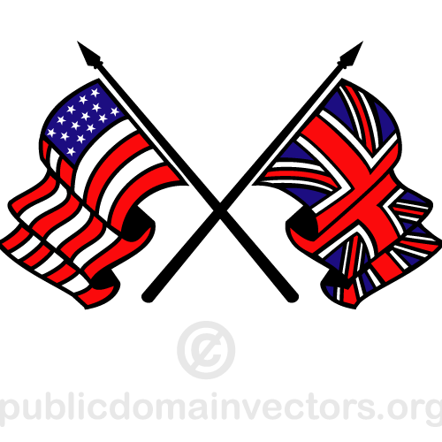 Sventolando bandiere vettoriale del Regno Unito e Stati Uniti