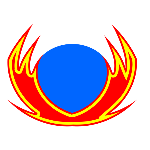 青い太陽記号の周りの火炎のベクター クリップ アート
