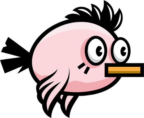 Cartoon beeld van roze vogel