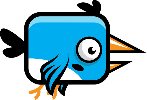 Cartoon image of flying blue bird