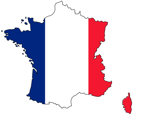 Farget kart over Frankrike