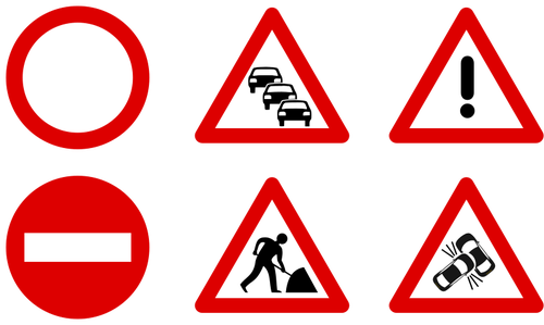 Znaki drogowe ikony grafiki wektorowej
