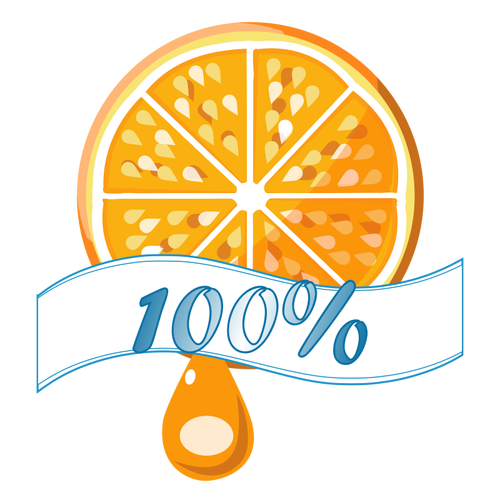etichetta 100% arancia vettoriale