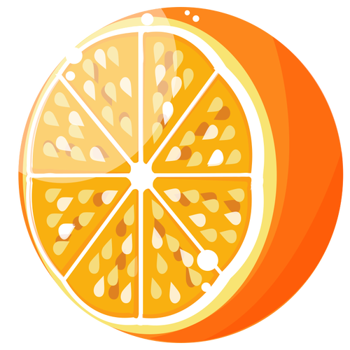 Metà di arancia fresca