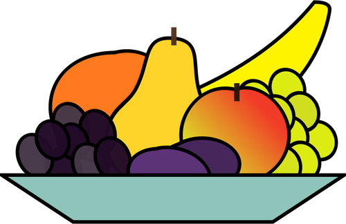 Vektorgrafik av platta av frukter ritning