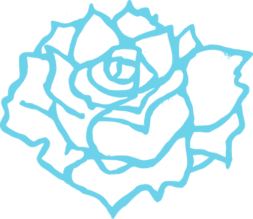 Vector Illustrasjon av full blomst steg i blå omriss