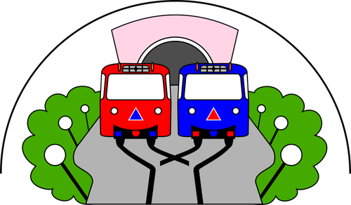 Trem vermelho e azul