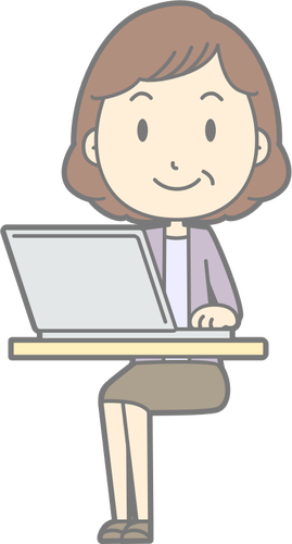 Female computer user vector drawing