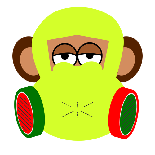 Mono con máscara de gas