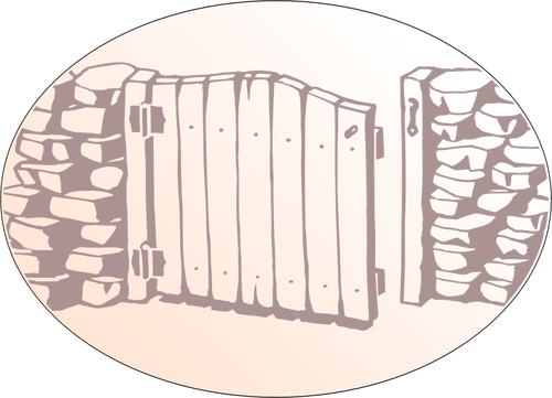 Vector drawing of wooden gate with simple lock