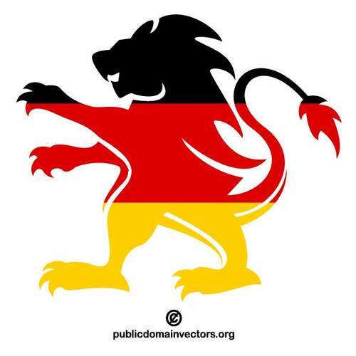 ライオンの形でドイツの旗