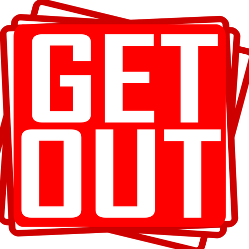 Get out red stamp vector drawing