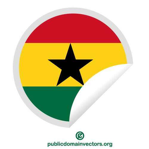 Peeling-ul rotund autocolant cu drapelul Ghana