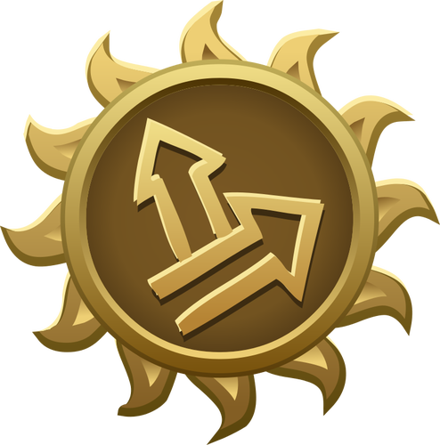 Vector de dibujo del emblema del sol en forma de flechas
