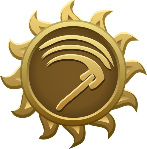 Emblema a forma di falce sul sole di vettore