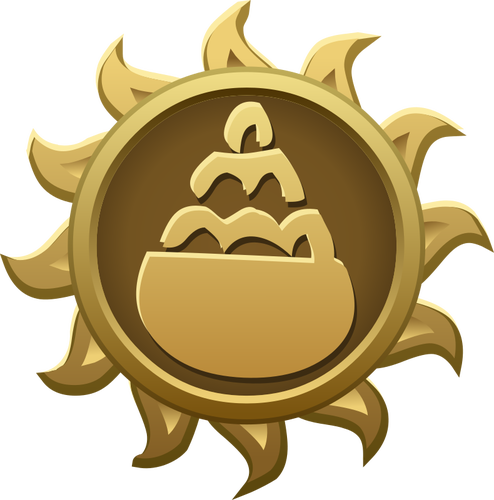 Vector de la imagen del emblema de postre torta con forma de sol