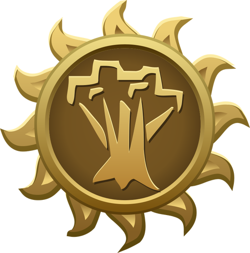 Spriggan Sonne geformt Emblem Vektor-ClipArt