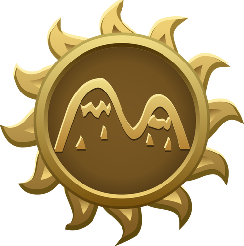 Immagine di vettore di emblema colline dorate