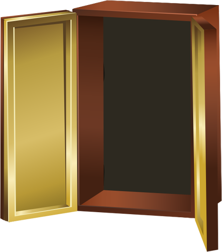 Vector image of brown colored cupboard open