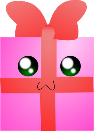 Ilustrasi vektor kotak hadiah pink humanoid