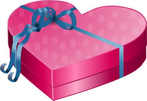 ब्लू रिबन वेक्टर क्लिप आर्ट के साथ वैलेंटाइन्स दिवस गुलाबी उपहार बॉक्स