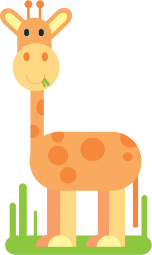 Girafa dos desenhos animados de comer grama