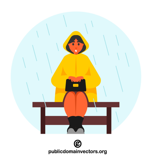 Wanita di tengah hujan