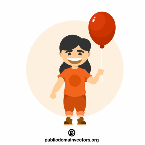 एक लाल गुब्बारे के साथ लड़की