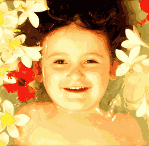 Photorelistic 入浴する少女のベクトル描画