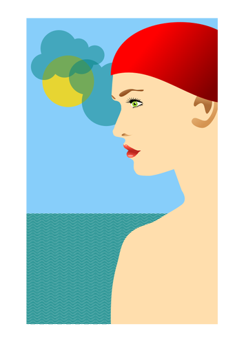 Vektorbild des jungen Mädchens mit roter Mütze