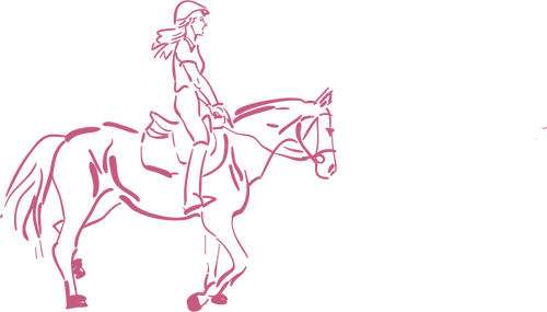 Gadis menunggangi kuda vektor ilustrasi
