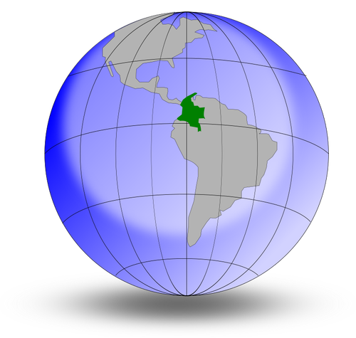 Colombia on globe