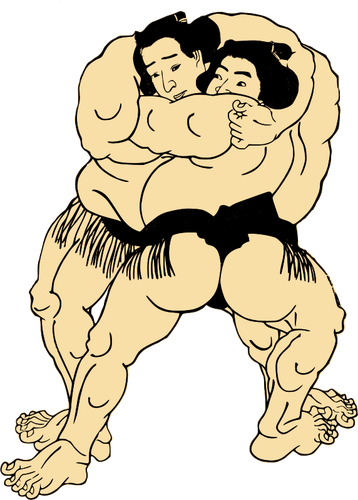 Vectorafbeeldingen van sumo strijders in ring