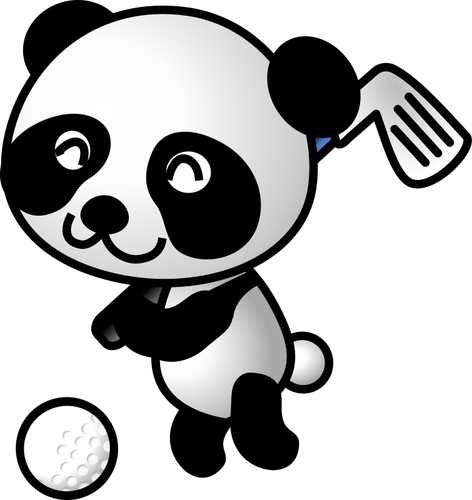 Panda glof oynarken