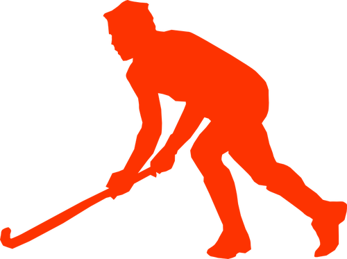 Silhouet vector illustraties van gras hockeyspeler