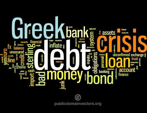 Vector de deuda griega crisis palabra nube