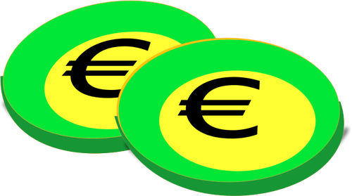 绿色的欧元硬币的插图