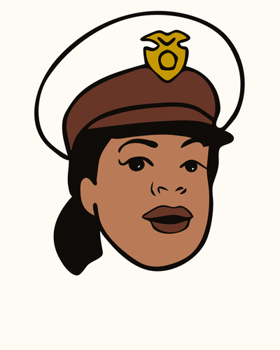 امرأة الشرطة مع قبعة الرسومات ناقلات