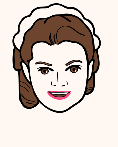 Illustrazione vettoriale di avatar di volto giovane ragazza su sfondo rosa